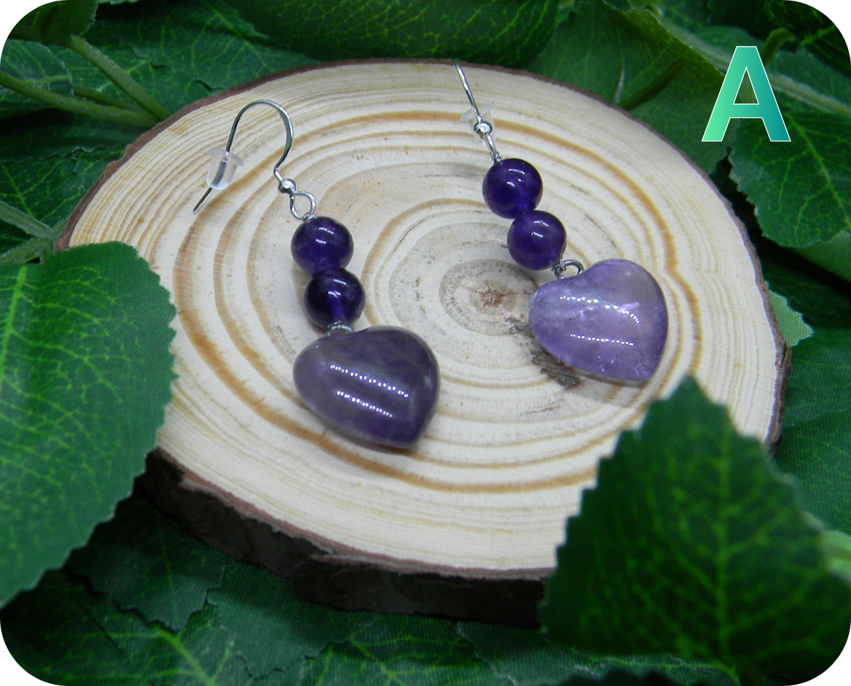 Boucles d'Oreilles Coeurs Améthystes