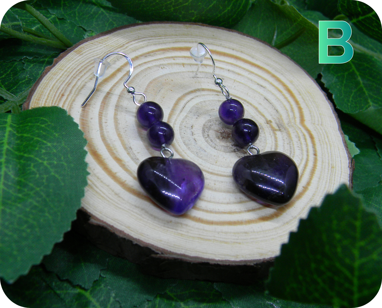 Boucles d'Oreilles Coeurs Améthystes