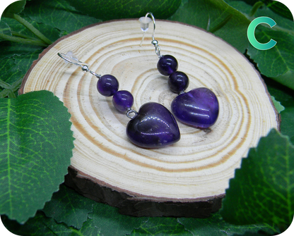 Boucles d'Oreilles Coeurs Améthystes