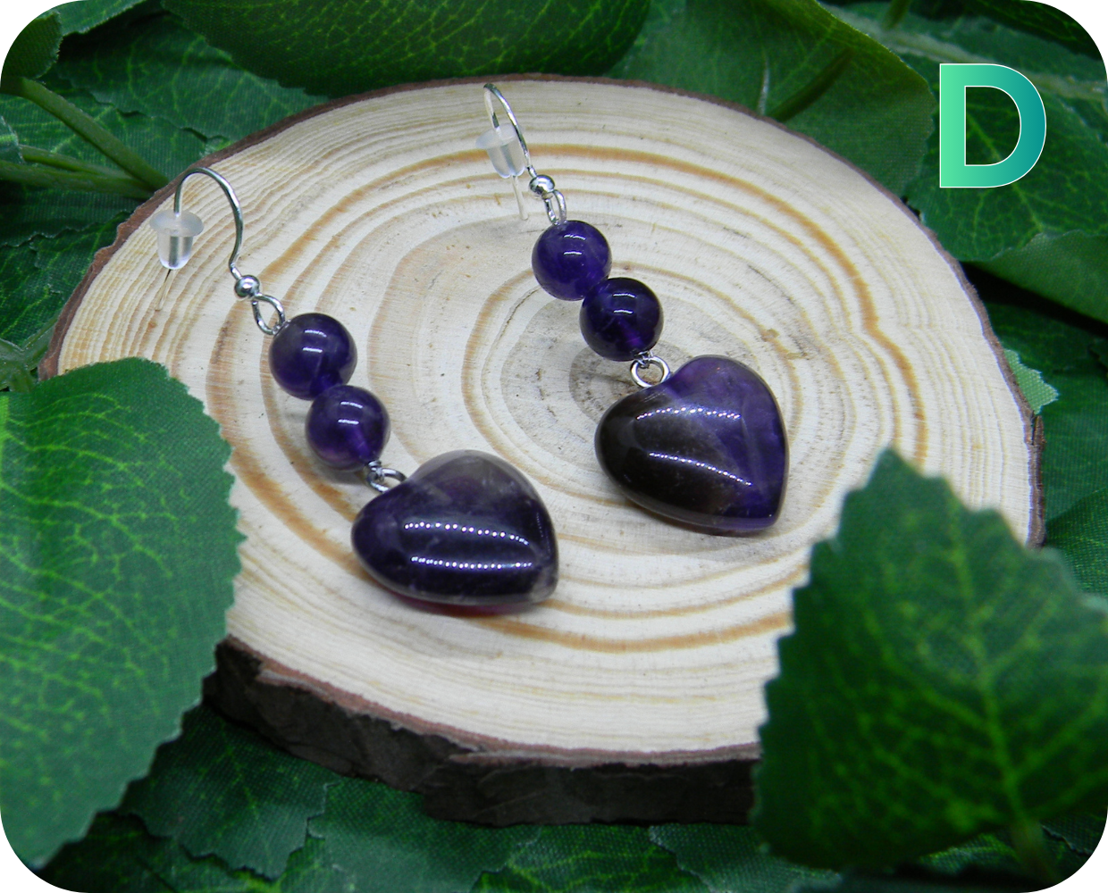 Boucles d'Oreilles Coeurs Améthystes