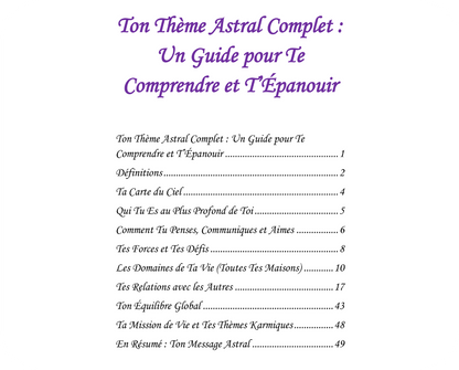 Thème Astral Personnalisé (par e-mail – PDF)